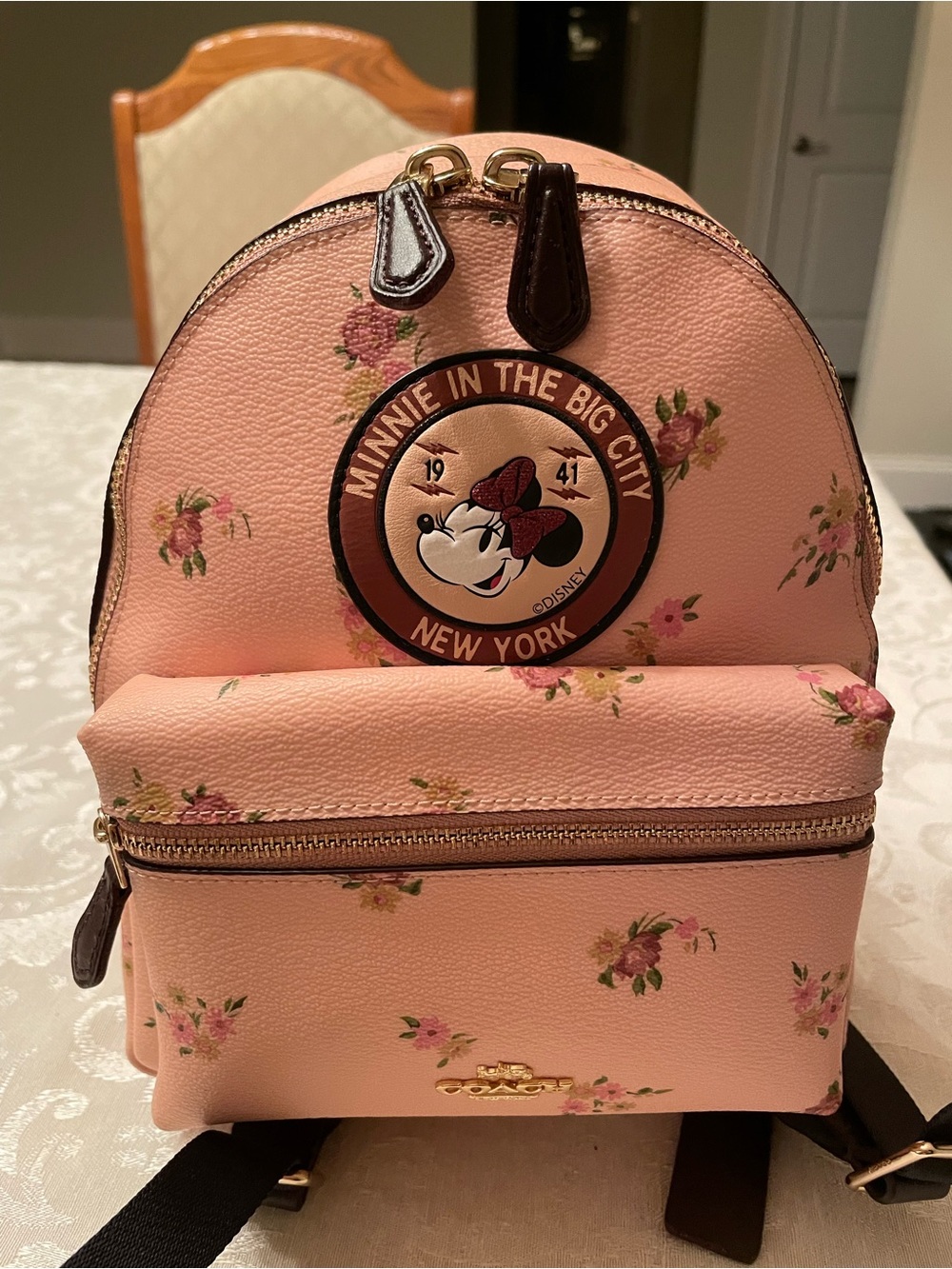 Coach x Disney Minnie In The Big City Pink Floral Mini Backpack